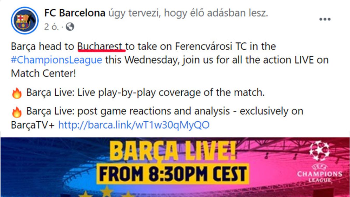 A Barcelona szerint a Fradi bukaresti csapat