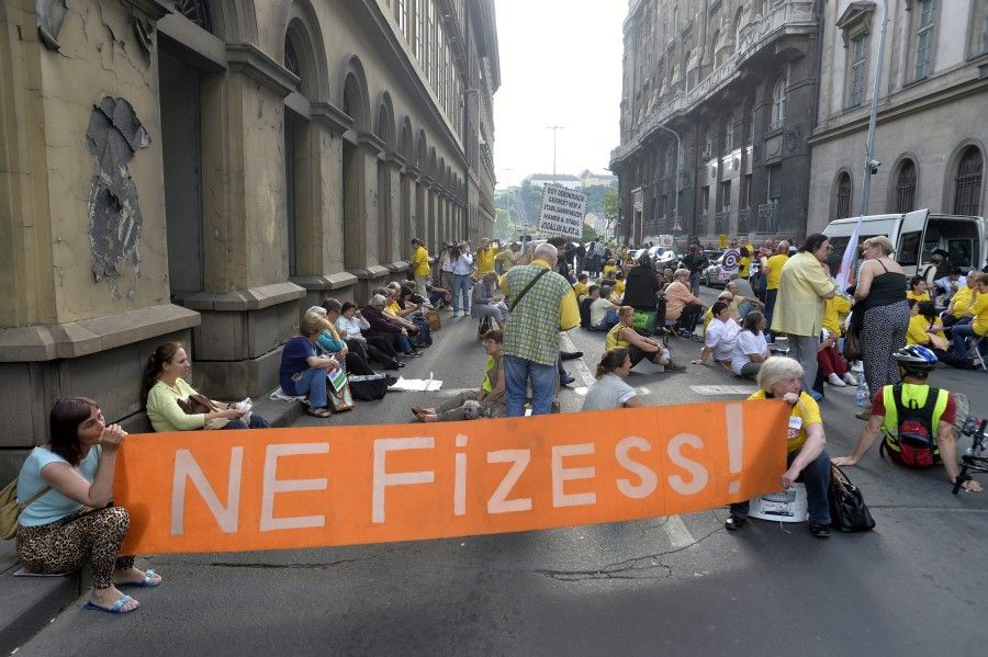 Devizahitelesek demonstrációja Budapesten