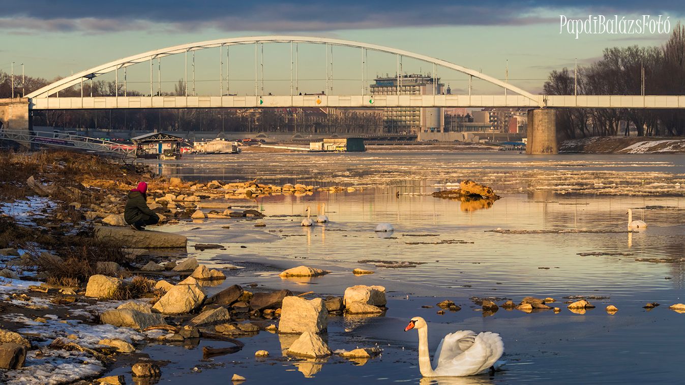 Téli alkony a szegedi Tisza-parton +fotók