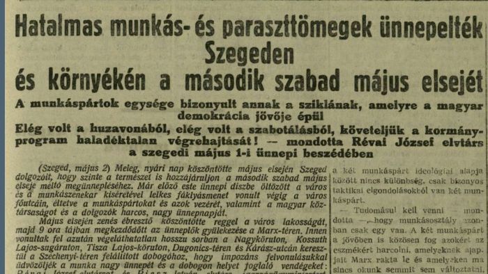 100 éve Szeged: az első hivatalos május 1-je