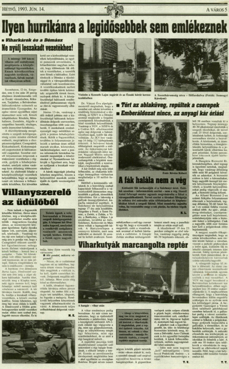 A Délmagyarország egy teljes oldalon írt a viharról