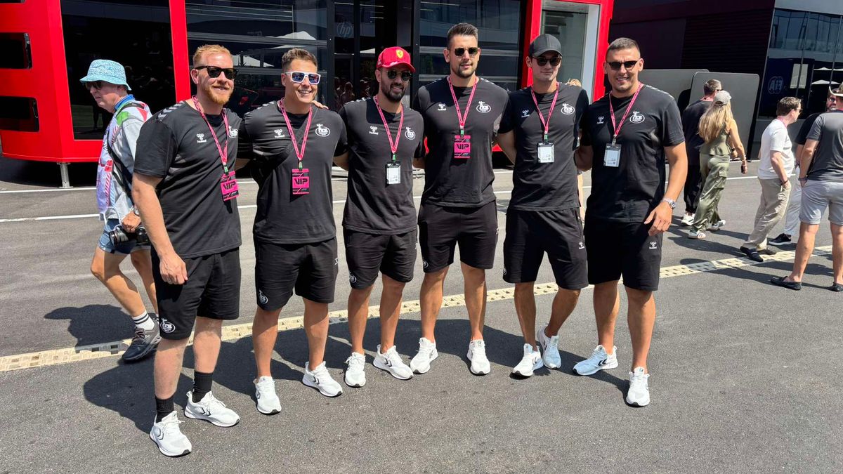 A Pick Szeged játékosai a Hungaroringen: Jim Gottfridsson, Mikler Roland, Mario Sostarics, Bánhidi Bence, Magnus Abelvik Rod és Bodó Richárd. 