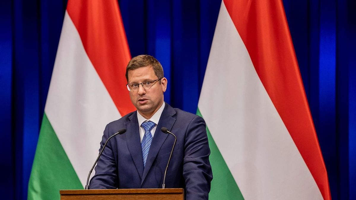 A kormányinfón Gulyás Gergely beszámolt a kormány aktuális döntéseiről. (Fotó: Magyar Nemzet)