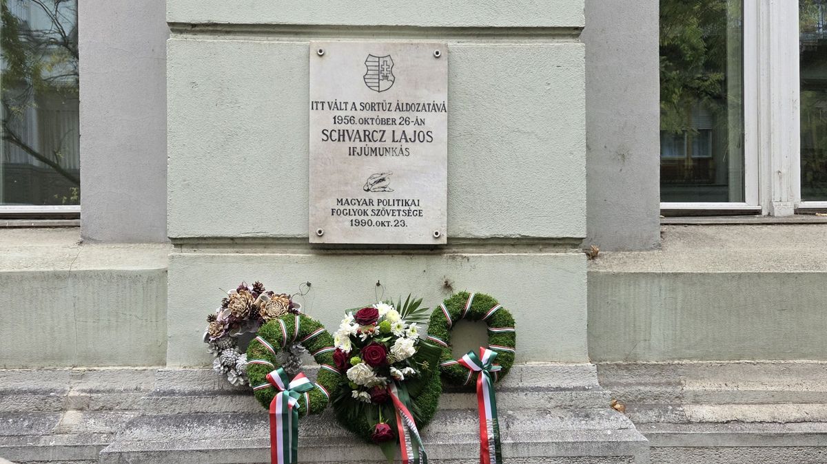 Schwarz Lajos 17 éves kendergyári ifjúmunkás emlékére 1990-ben helyeztek ki emléktáblát a sortűz helyszínen