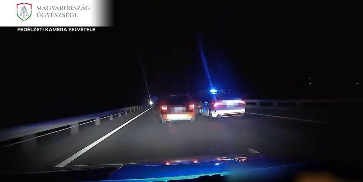 Autós üldözést rögzített a rendőrség egyik fedélzeti kamerája M5-ös autópályán. Fotó: Magyarország Ügyészsége
