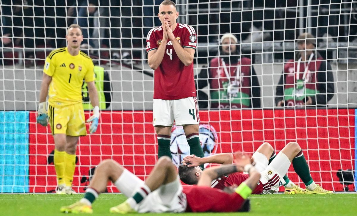 Ezt az eredmény senkinek sem könnyű megemészteni. Nem csak a játékosok, de Csányi Sándor is küszködött könnyeivel. (Fotó: Illyés Tibor/MTI)