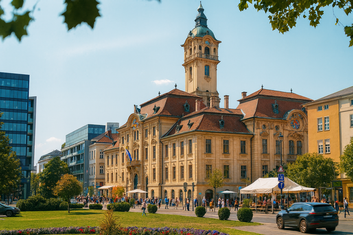 A mesterséges intelligencia régi fotók alapján álmodott alternatív jövőt Szegednek. (Fotó: SzegedMA)