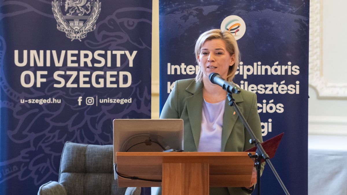 Varga-Bajusz Veronika: az SZTE neve egybeforrt az innovációval. (Fotó: Oláh Tamás/MTI)