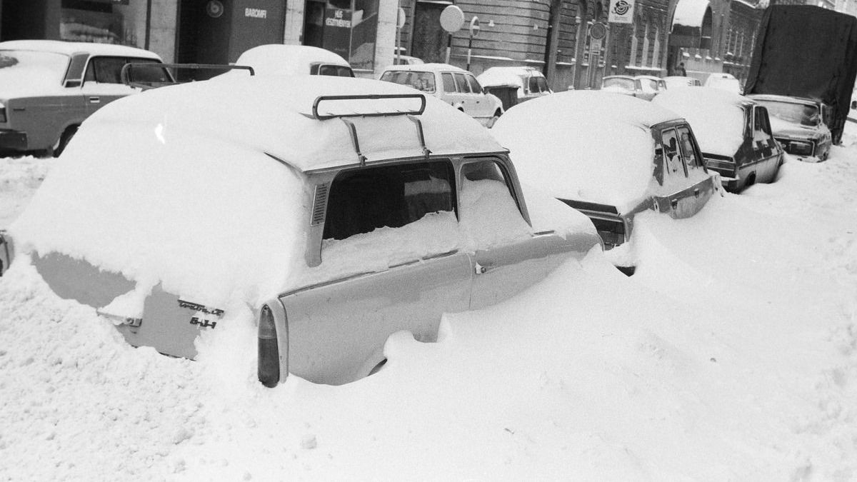 A brutál havas szegedi tél 1987-ben. (Fotó: Fortepan)