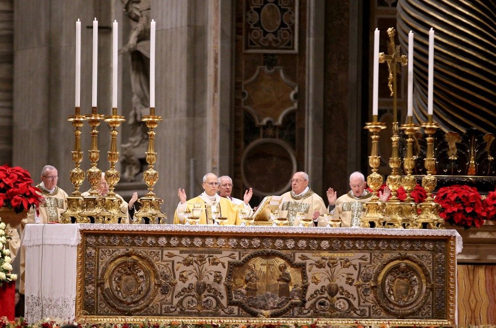 XIV. Leó pápa a Szent Péter-bazilikában tartott karácsonyi misén. (Fotó: AFP)