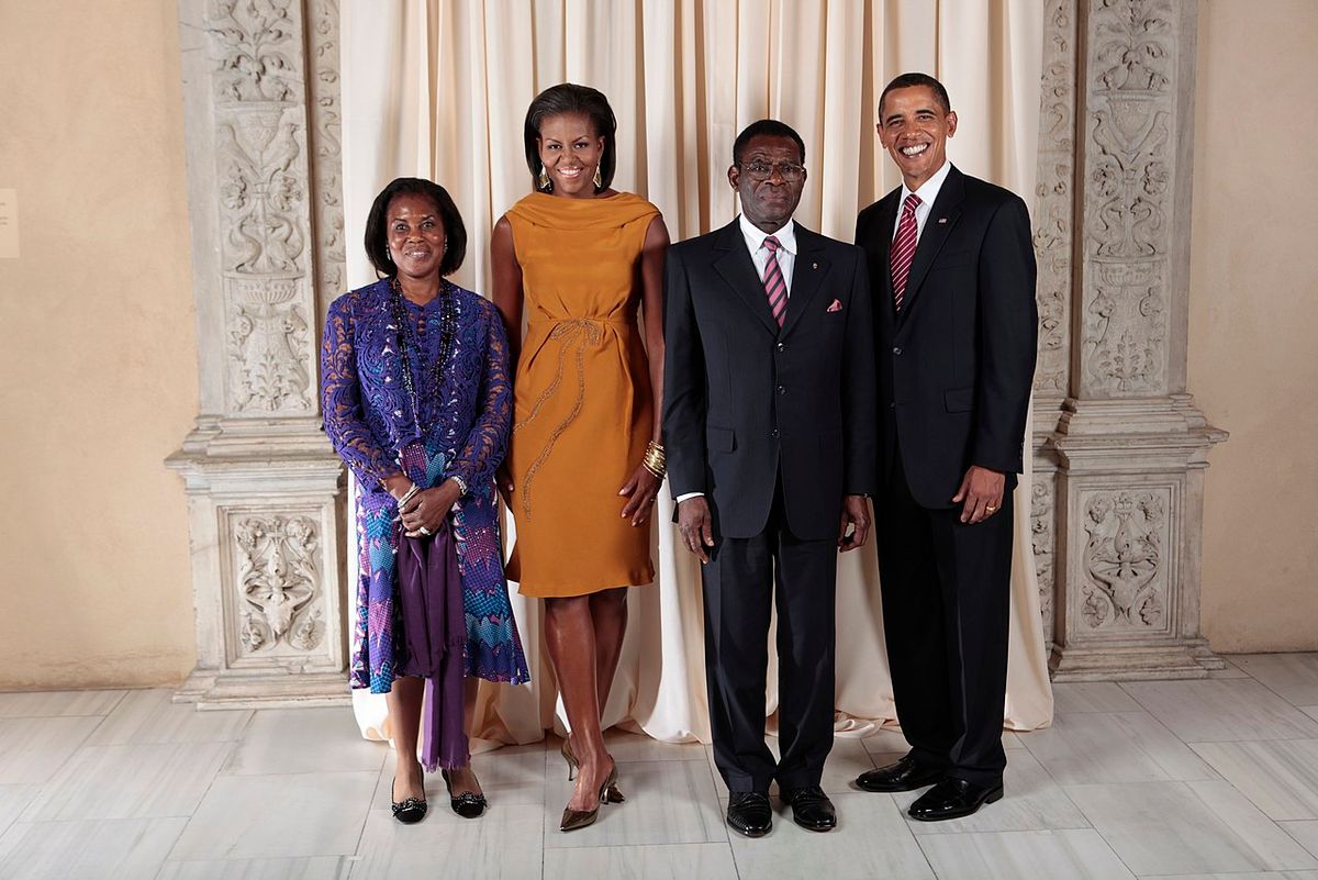 Barack Obama és felesége, valamint Teodoro Obiang Nguema Mbasogo és felesége. (Fotó: Lawrence Jackson)