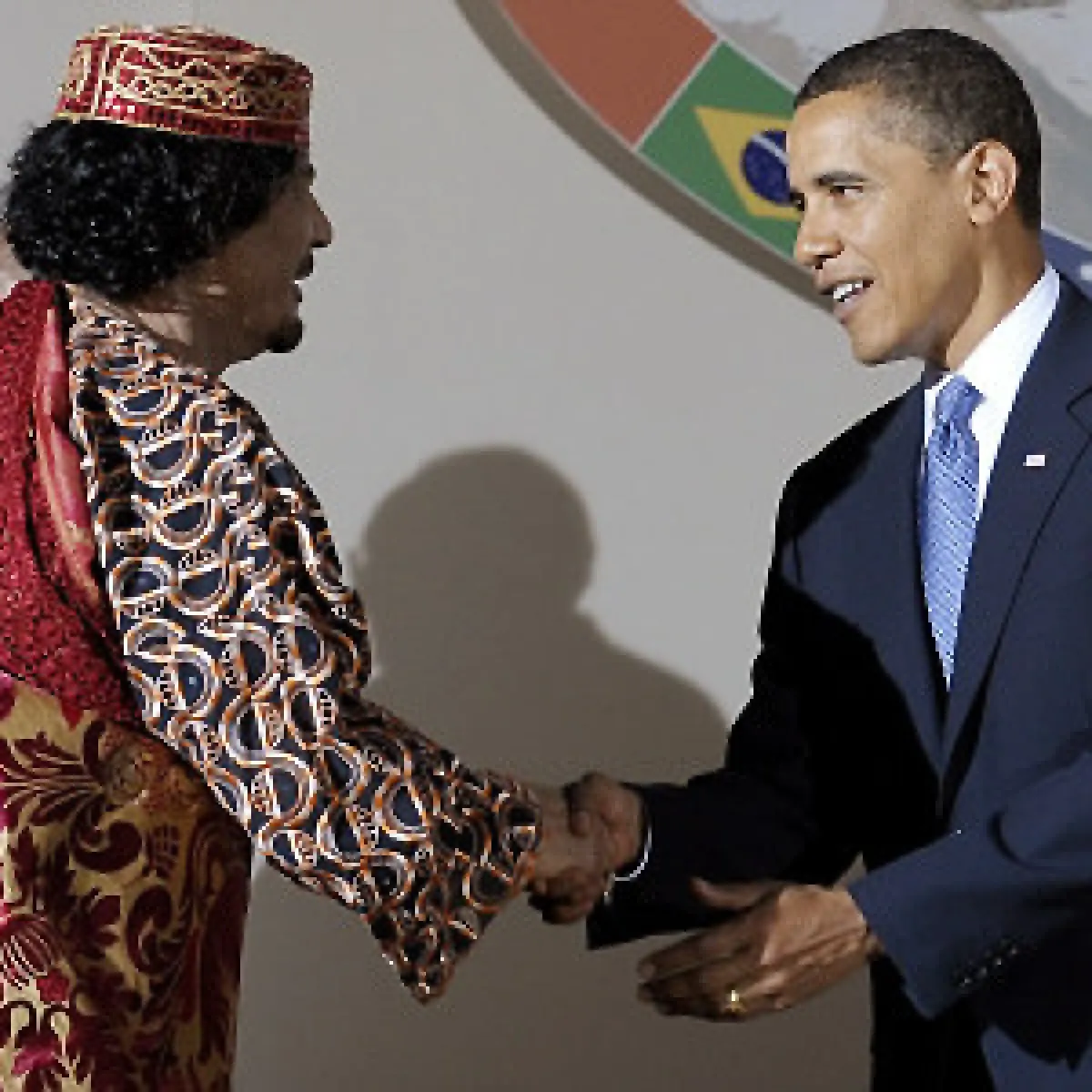 Barack Obama és Muammar al-Kadhafi. (Mikhail Klimentyev)