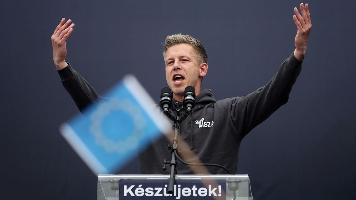 A Tisza Párt képviselői egységesen megszavazták az uniós javaslatot. (Fotó: Magyar Péter/AFP)