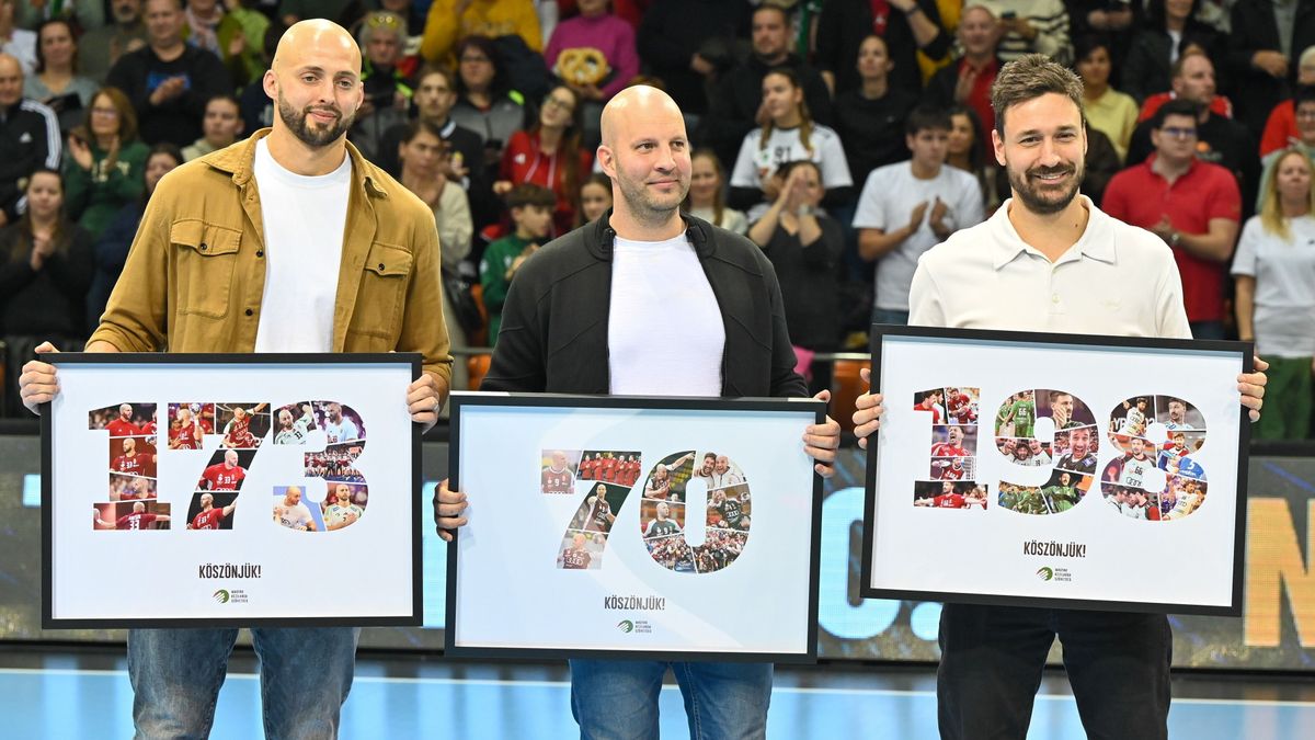 Lékai Mátét, Ancsin Gábort és Balogh Zsoltot búcsúztatták vastaps közepette. (Fotó: Krizsán Csaba/MTI)