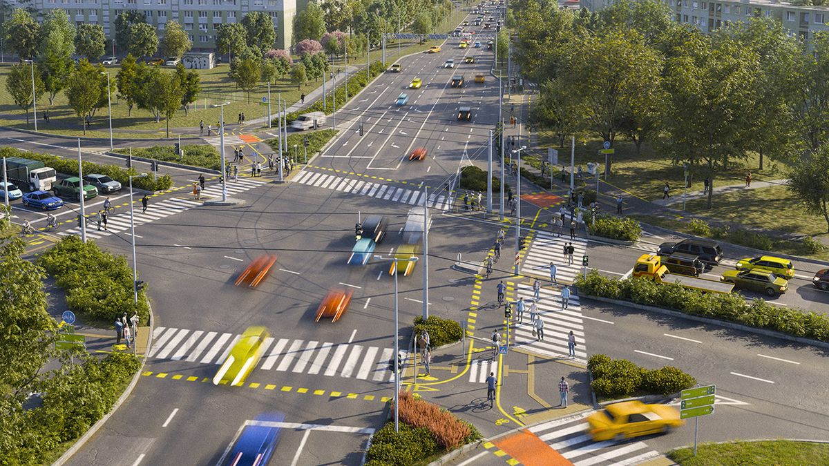 Látványterven a Csongrádi sugárúti kerékpárút. (Forrás: SZMJV önkormányzat)