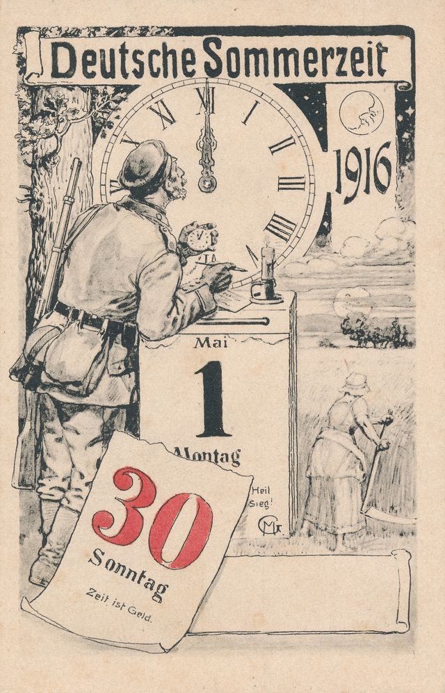 Egy 1916-os német nyári óraátállítási plakát