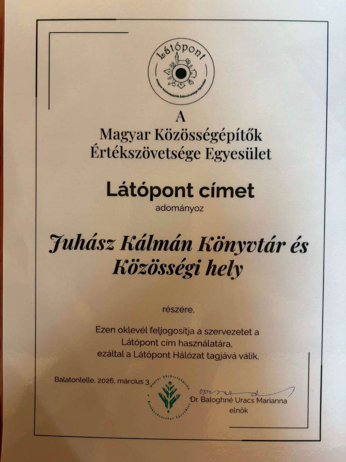 Kübekháza közösségi élete országos figyelmet kapott: a település elnyerte a Látópont címet.