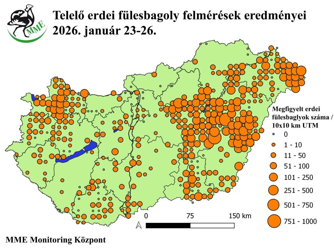 Láthatjuk, hol tartózkodik a legtöbb példány. (Forrás: MME)
