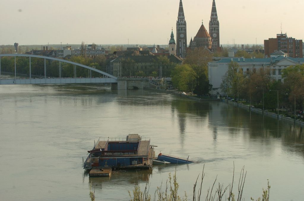 Nagy volt a készültség a Tisza áradása miatt. (Fotó: Délmagyar)