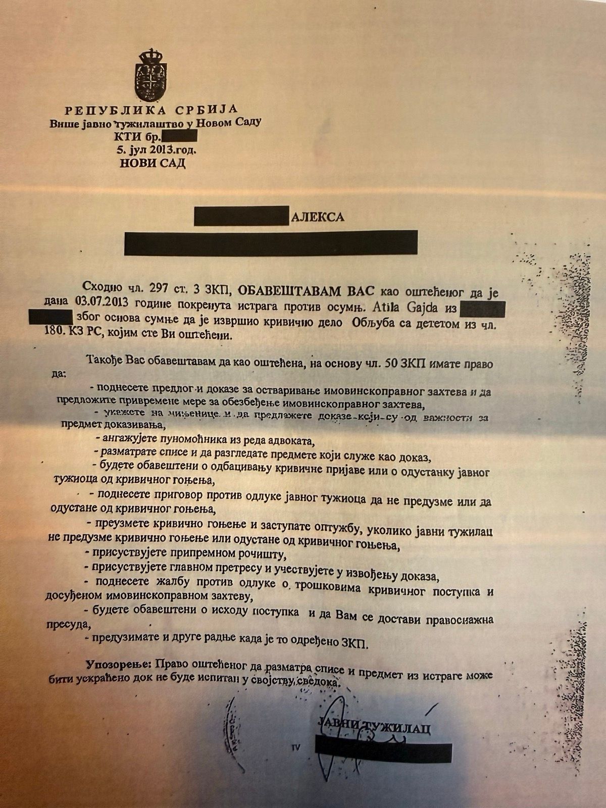 A Délmagyar birtokába került dokumentumban szerepel Gajda Attila neve 